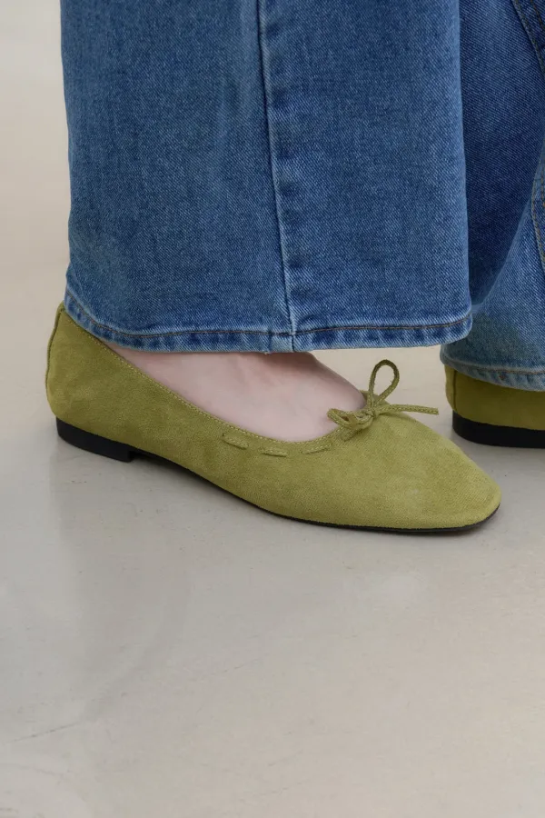 6.16 출고 Betty Suede Ribbon Flat - Olive