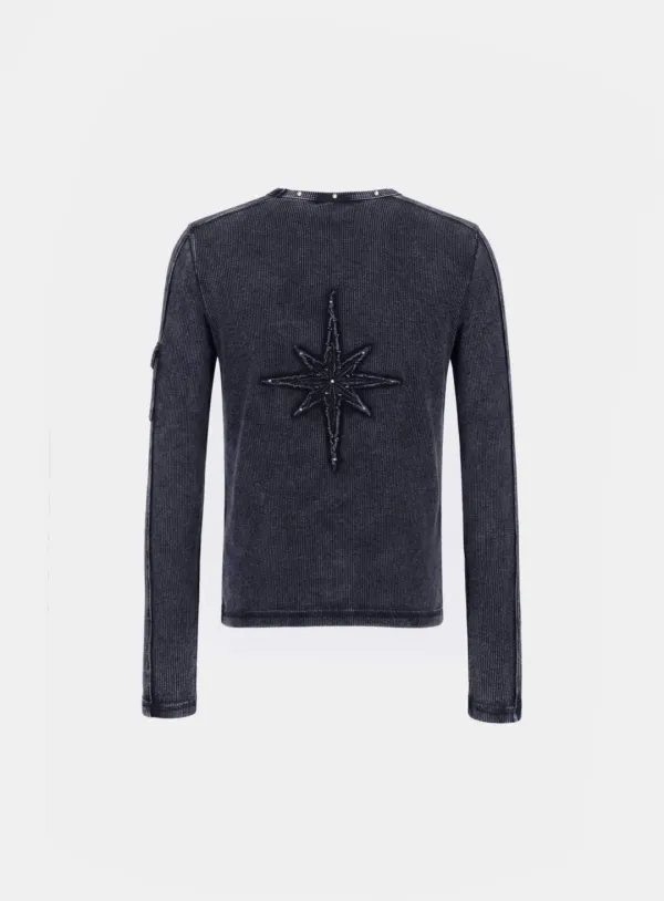 [w-tee26-002] Viper Cotton Rib Round Neck Long Sleeve - Blue