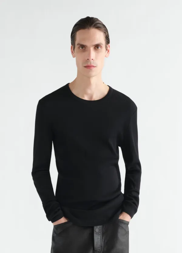 LONG-SLEEVE TOP IN RIBBED JERSEY