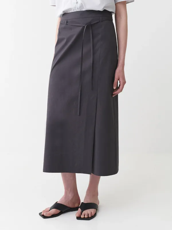 [DARK GREY 02_M 6/12 예약배송]Long H-line Cotton Skirt SW5MS255_2color