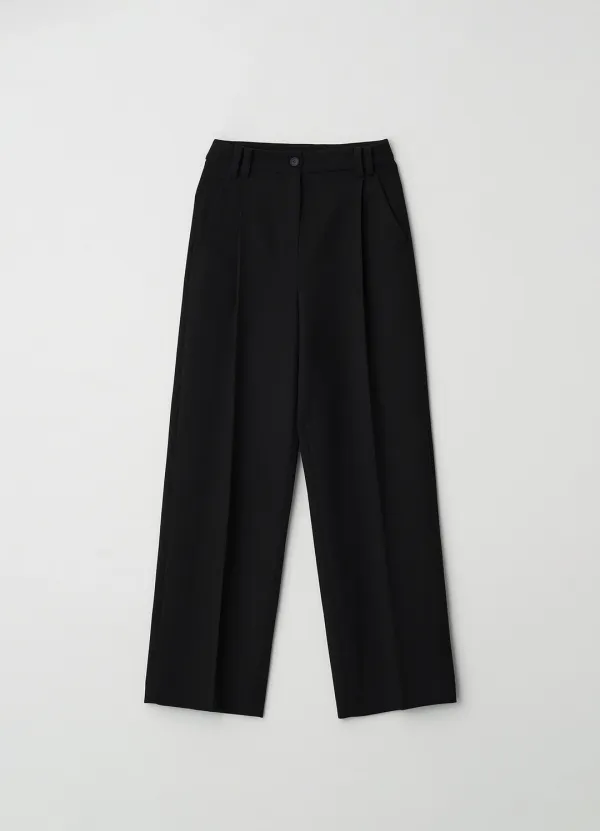 Front tuck wide slacks_BLACK