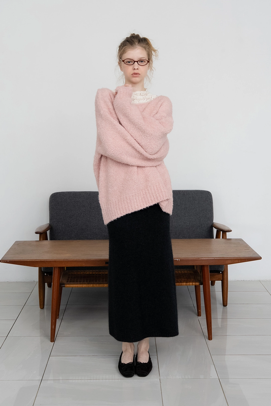 위드아웃썸머 Raccoon knit skirt_charcoal 상품 이미지 2