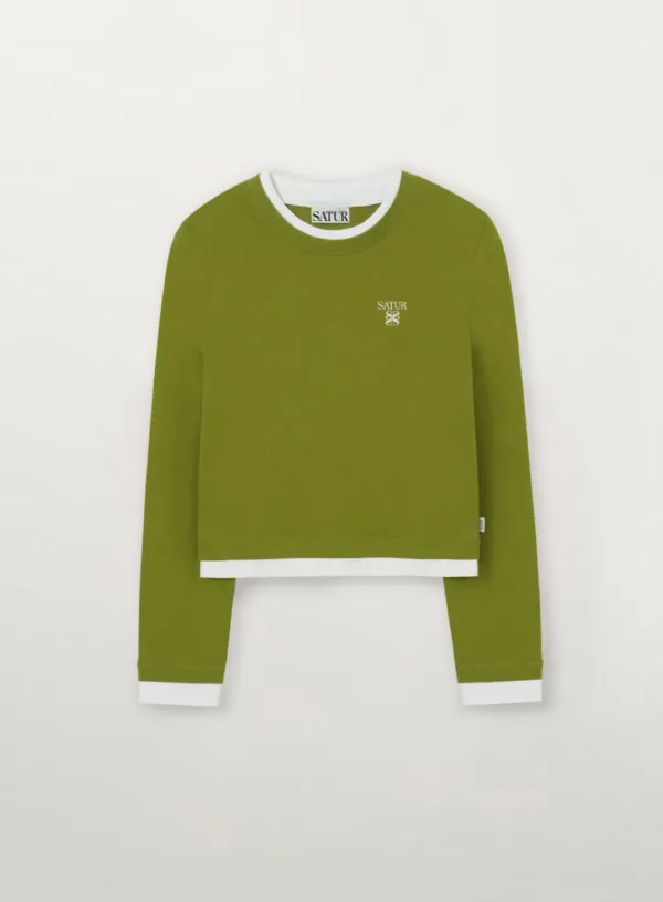 (W) Layered Long Sleeve - Olive Green