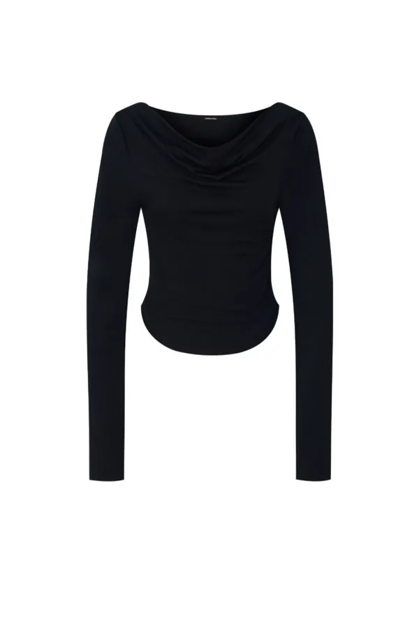 ONE SHOULDER LONG SLEEVE TOP (BLACK)
