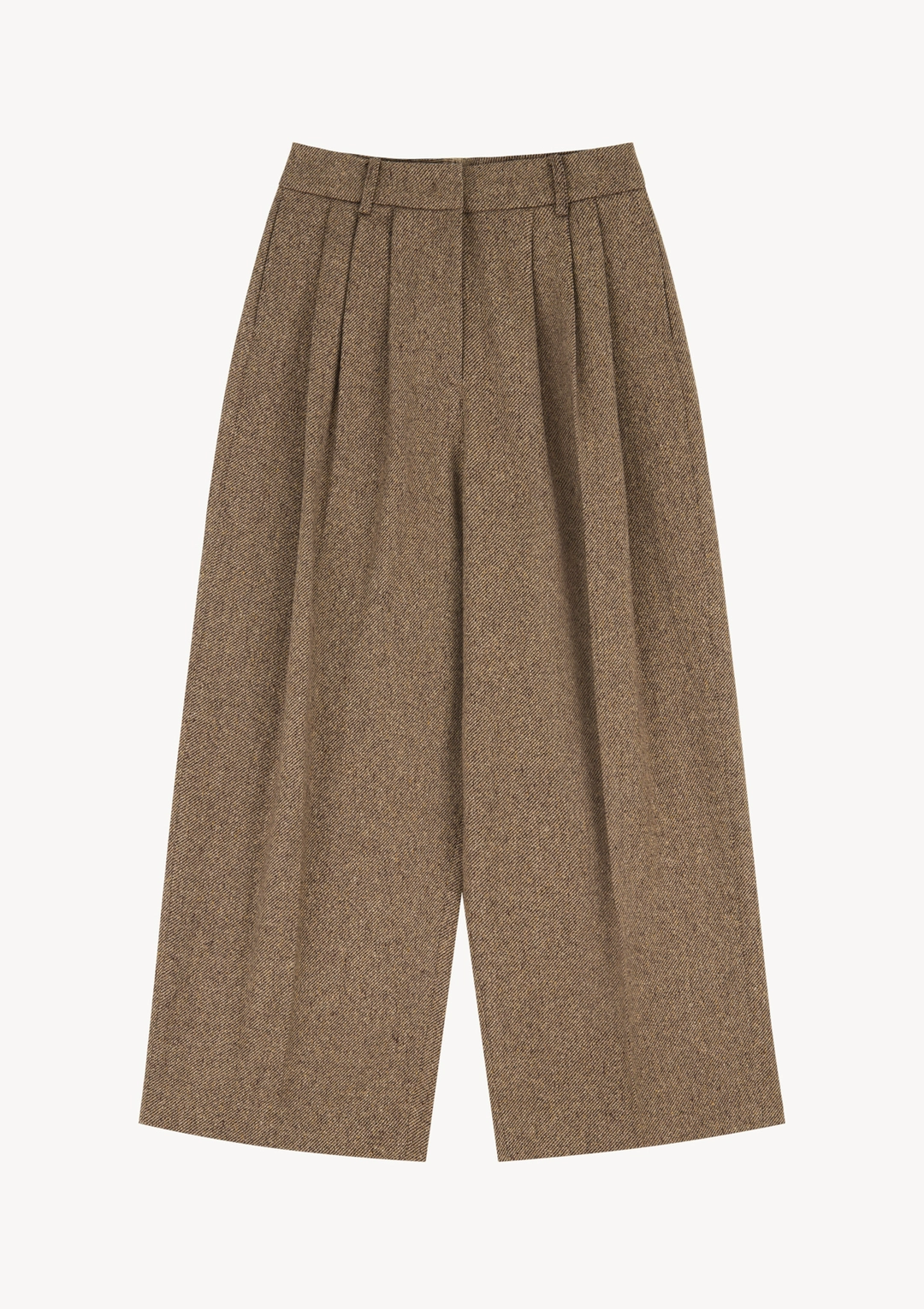 문달 Sleek Pintuck Wool Slacks in Brown 상품 이미지 1