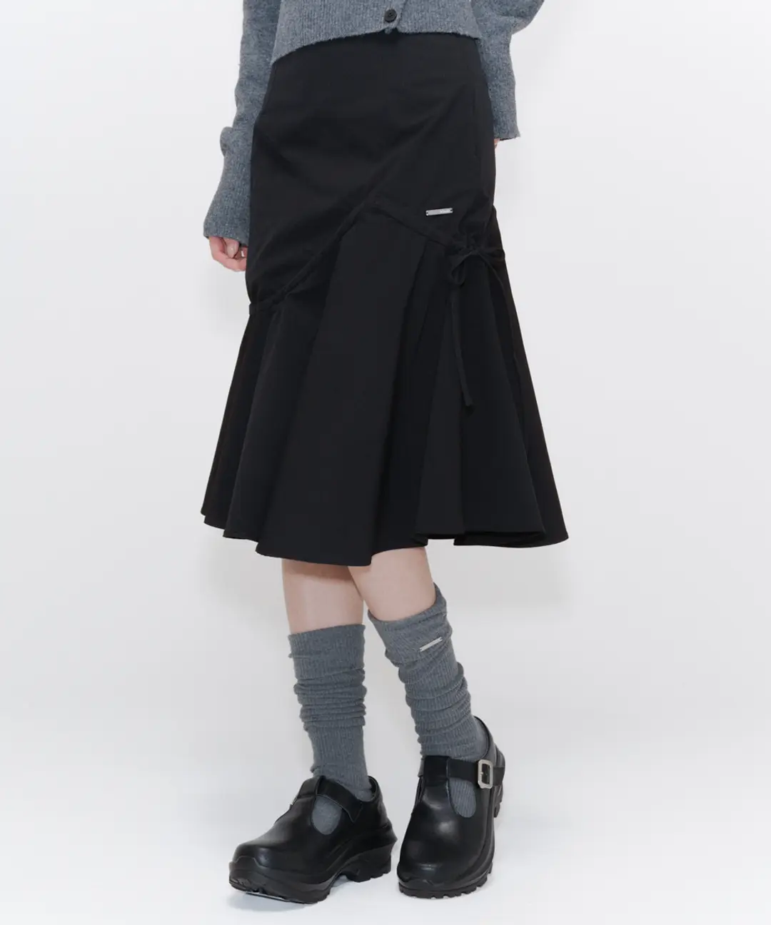 미세키서울 Shirring ruffle midi skirt BLACK 상품 이미지 2