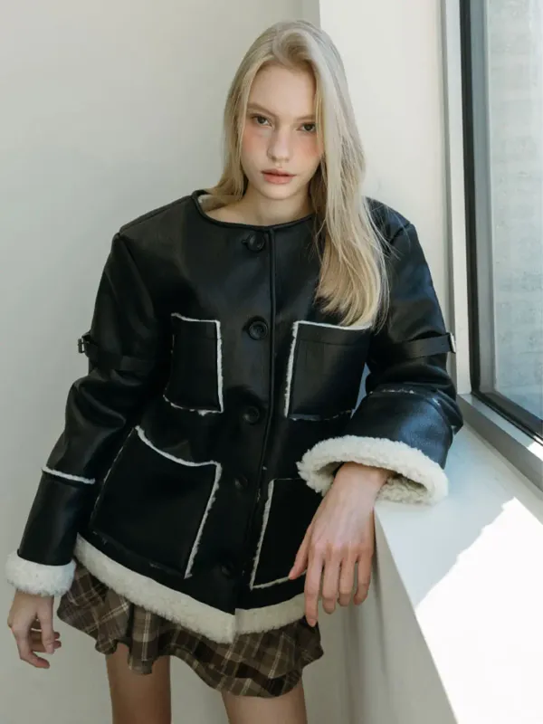 BELTED POCKET MUSTANG JACKET / BLACK