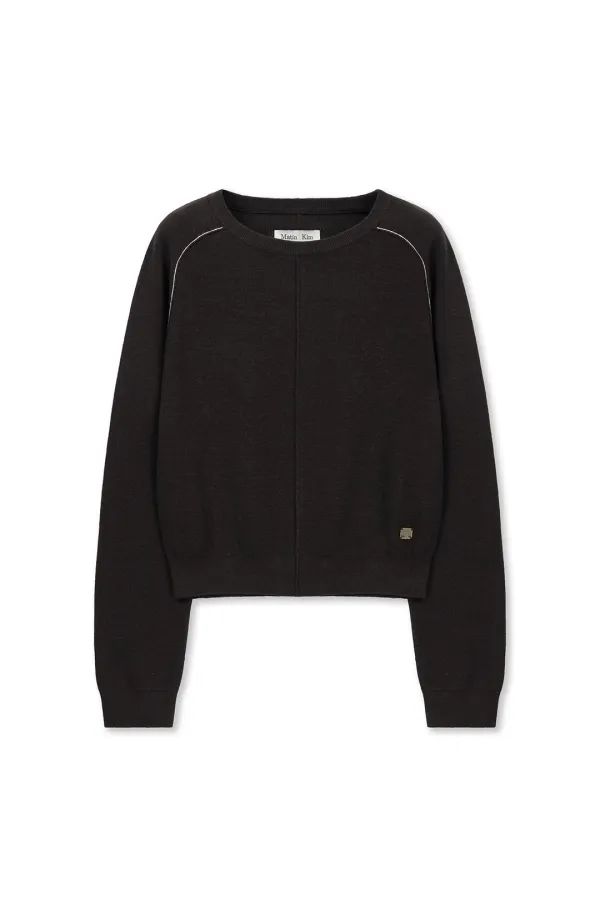 RAGLAN SLEEVE KNIT PULLOVER IN DARK BROWN