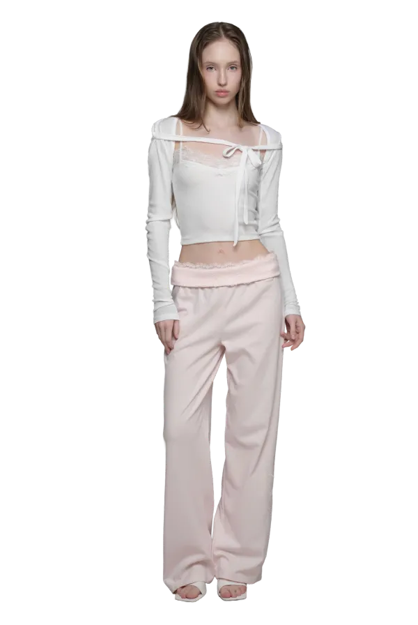 Morning mist ribbon bolero, White