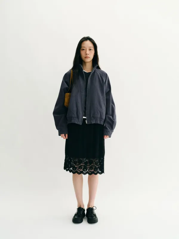 Faded High Neck Blouson (Navy)