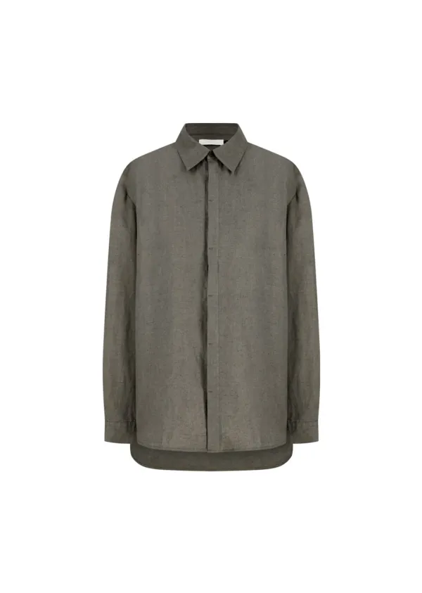 Linen Oversized Shirt, Khaki