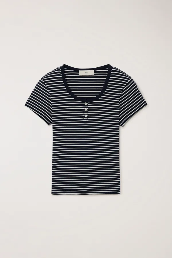 CLASSIC SCOOP NECK TOP NAVY STRIPE