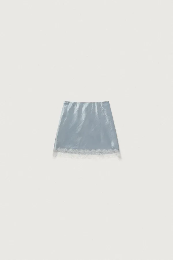 SAND SATIN LACE SKIRT [MIST BLUE]