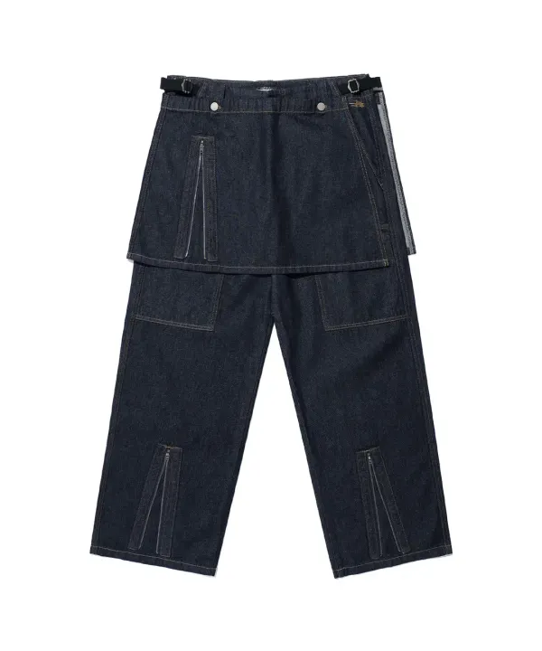 apron washed jeans[indigo]