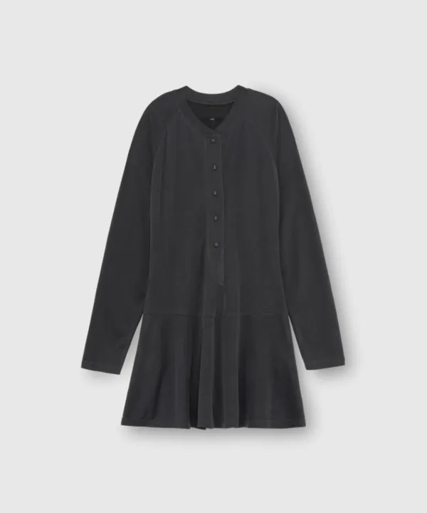 Peplum button dress (Charcoal)
