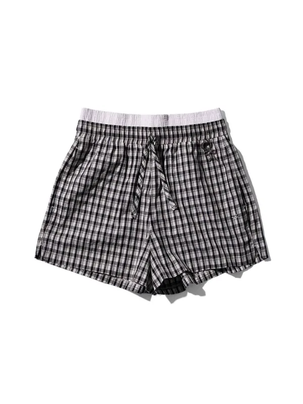 Checked Layered Boxer Shorts - Black