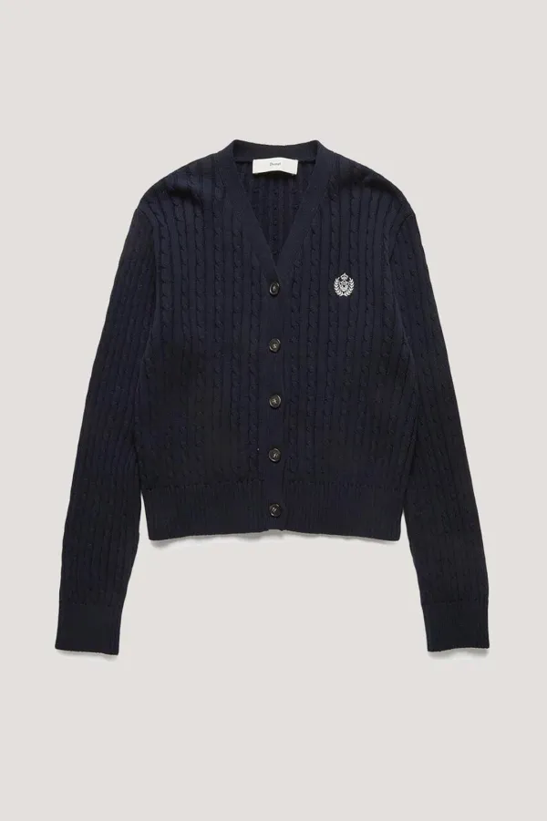 CREST LOGO CABLE CARDIGAN FRENCH NAVY_UDSW4A204N2