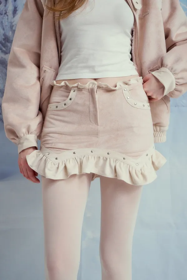 SUEDE STUDDED SK (PINK)