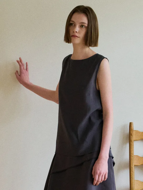 Agoya Sleeveless BL_(Charcoal)
