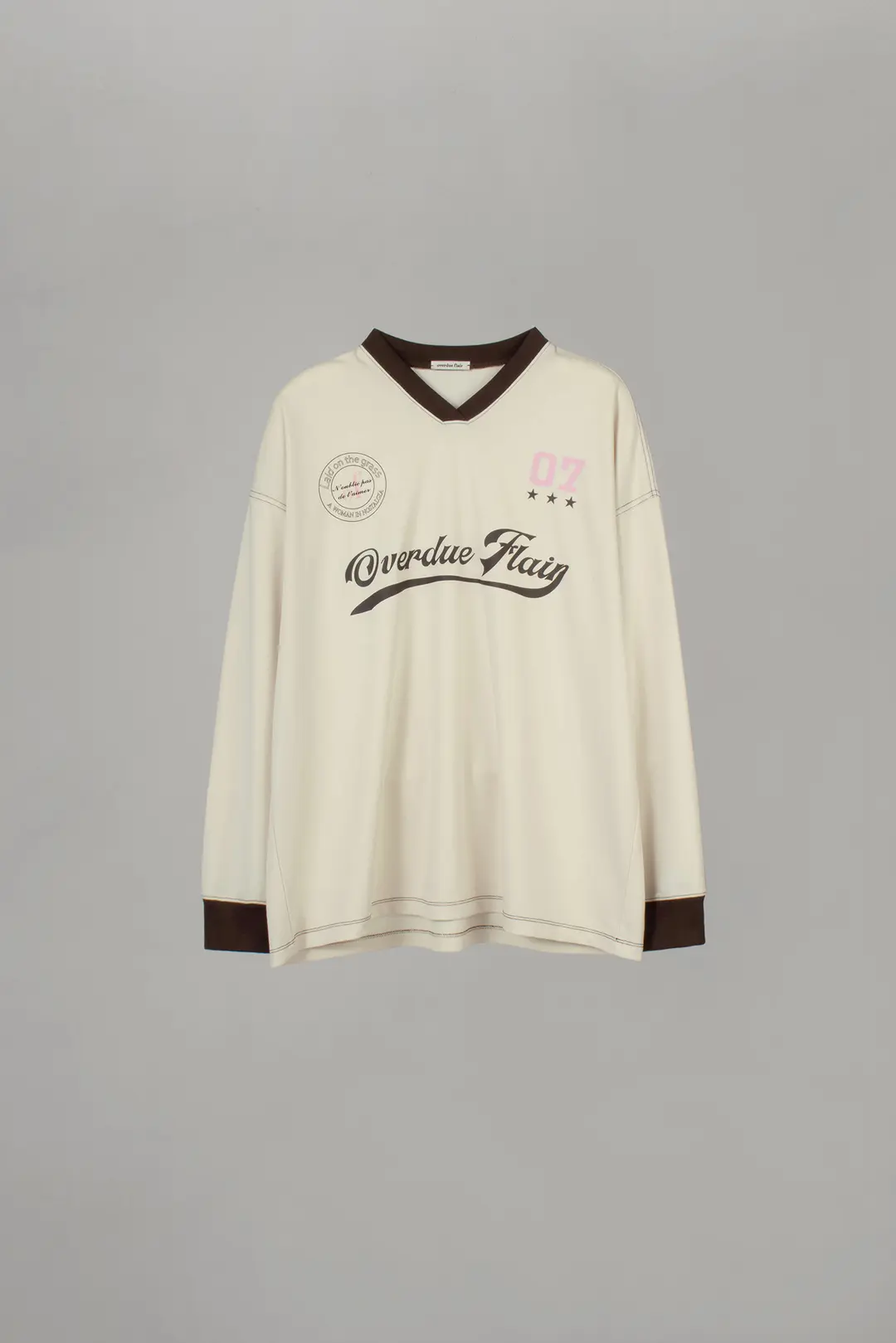 오버듀플레어 SPORTY TRACK T-SHIRT_CREAM/BROWN 상품 이미지 3