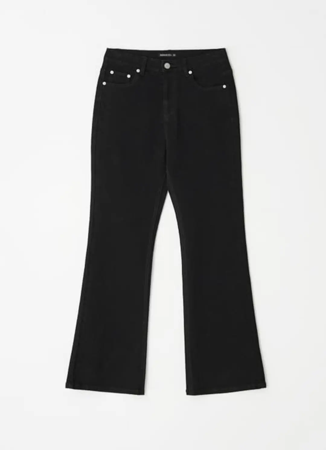 론론 BACK HEART STITCH POCKET BOOTSCUT DENIM SPAN PANTS BLACK 상품 이미지 1