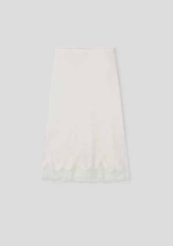 Moire Satin Lace Midi Skirt