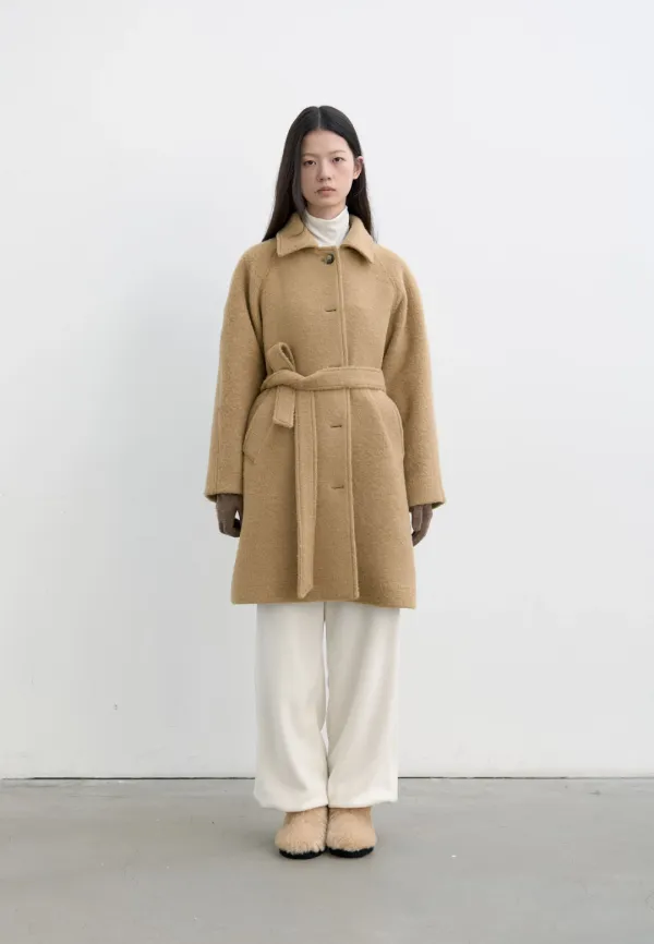 Hairy wool half coat (beige)