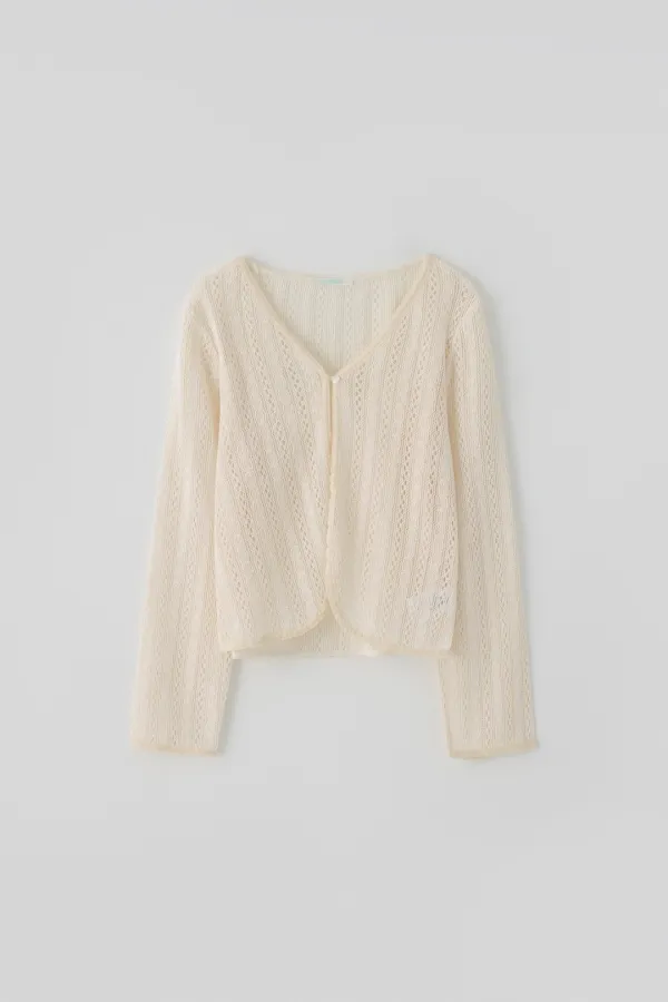 T/T Olin lace knit cardigan (ivory)