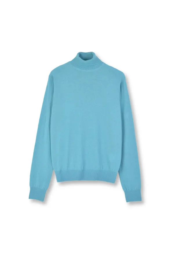W Merino Wool Turtle Neck Knit, Mint