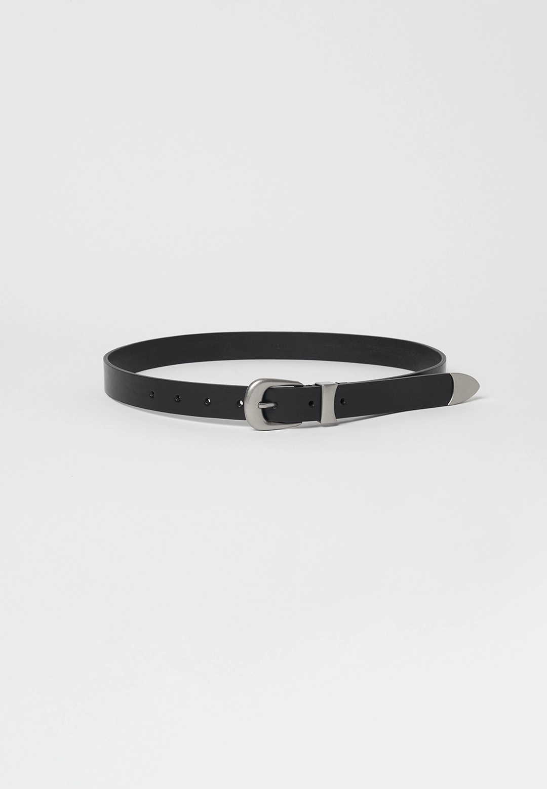 노티아 25MM WESTERN ITALIAN LEATHER BELT - BLACK/SILVER 상품 이미지 1