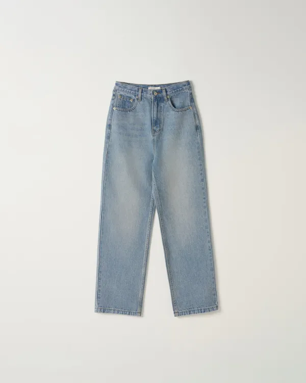 High-Waist Denim Pants [BLUE]