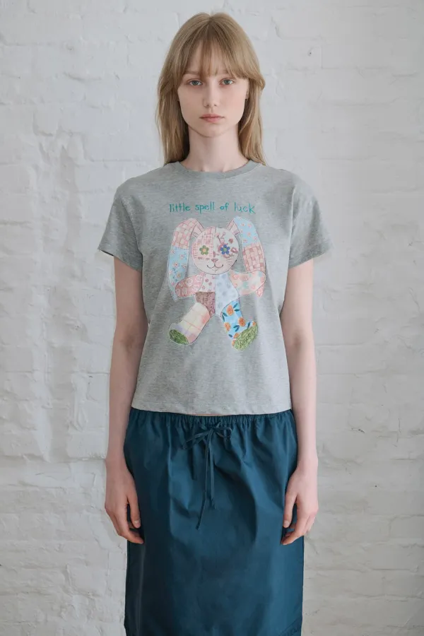 Patchwork Rabbit T-Shirt (Melange Grey)