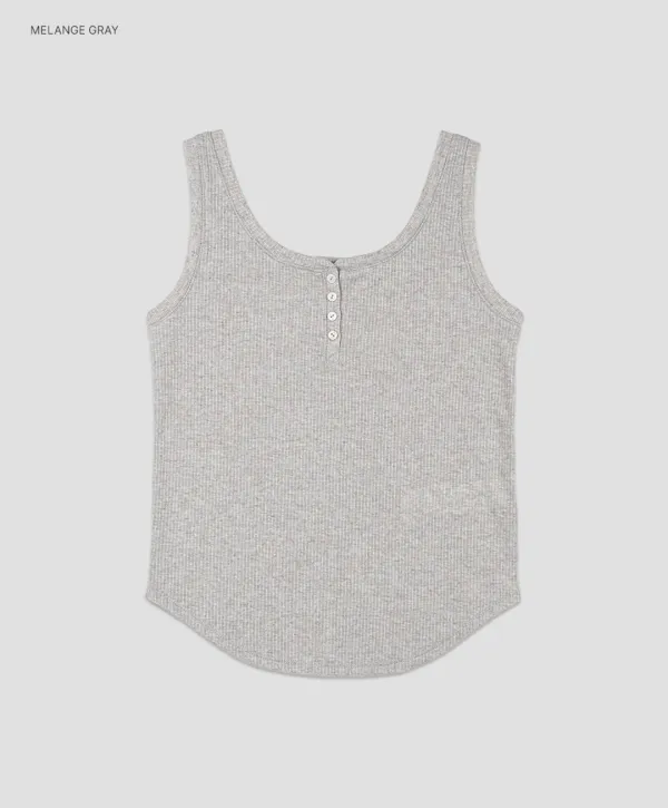 (T-7229)AN RIBBED 4-BUTTON SLEEVELESS TEE