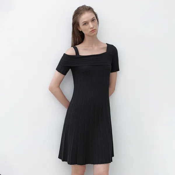 (OP-6263)ONE OFF SHOULDER KNIT DRESS