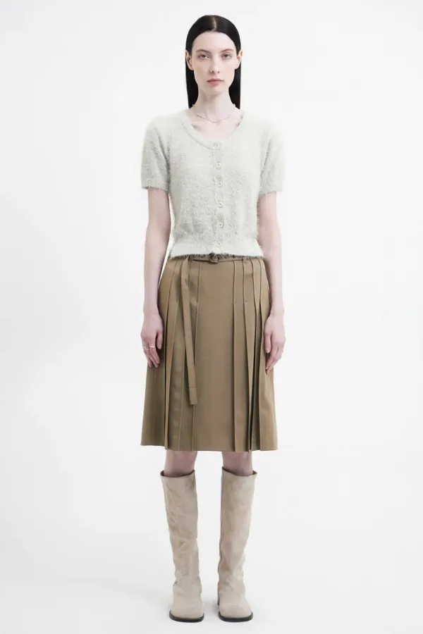 Scoop-Neck H/S Knit Cardigan