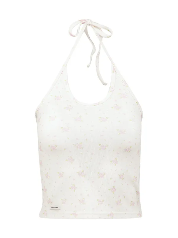 FLORAL HALTER TOP (LIGHT PINK)