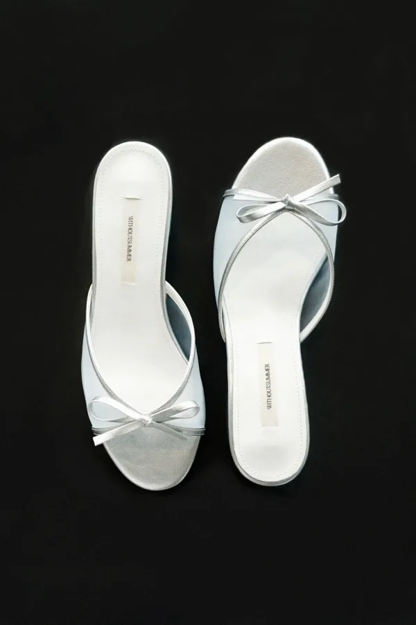 Ribbon mesh mule_silver
