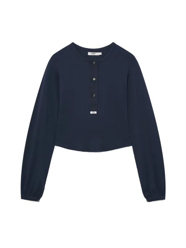 G PLAIN HENLEY LONG SLEEVE (NAVY)