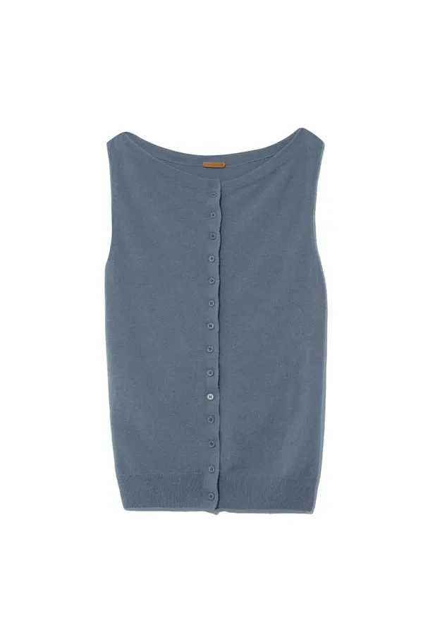 BOATNECK KNIT VEST [SMOKE BLUE]