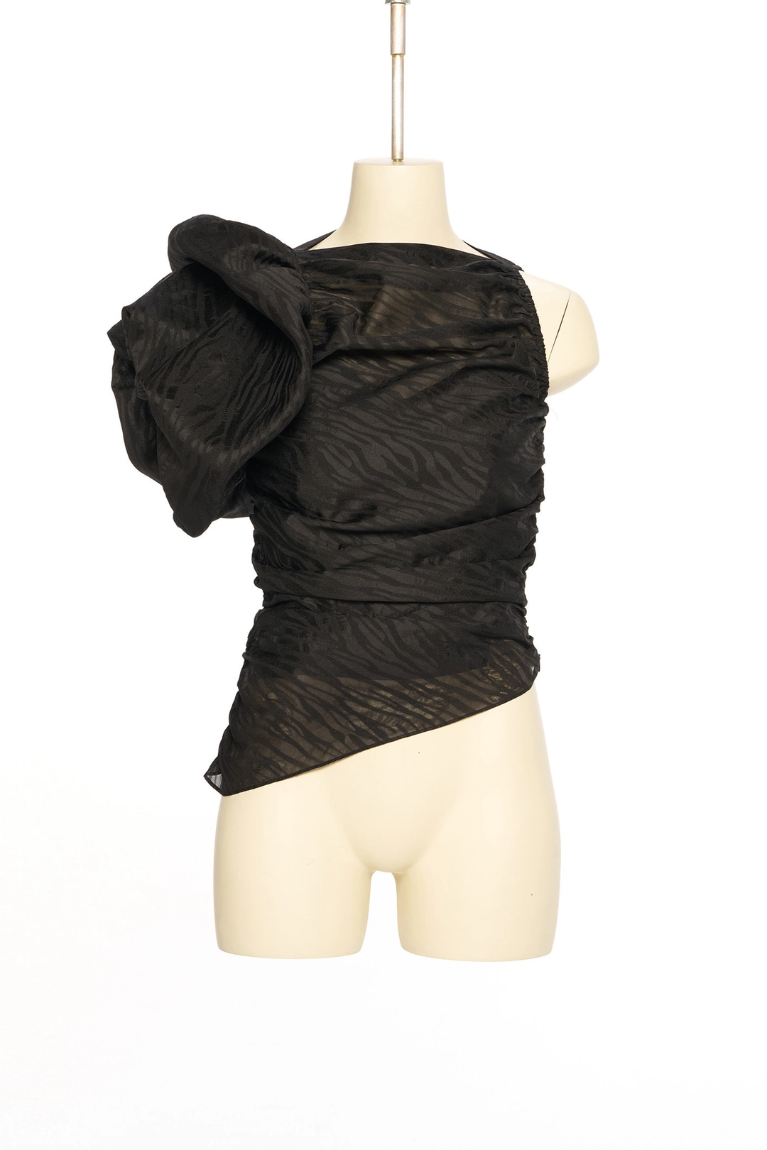 푸쉬버튼 PS26 BLACK ASYMMETRIC PUFFED SHOULDER BLOUSE 상품 이미지 1