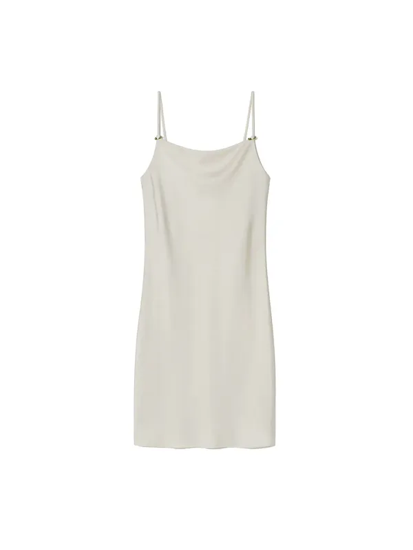 Corsage Satin Dress Off-White