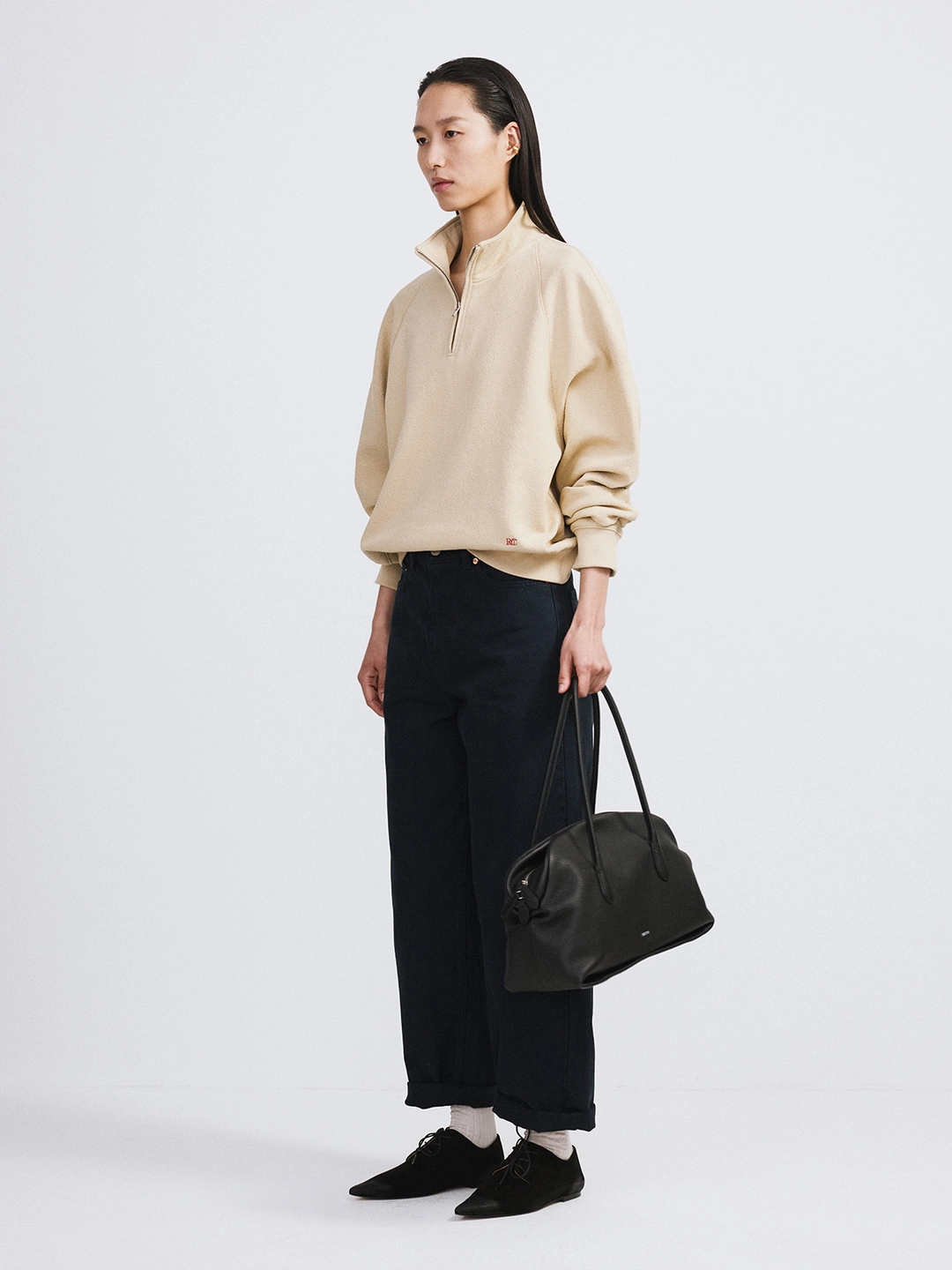 렉토 RC LOGO HALF-ZIP SWEATSHIRT (BEIGE) 상품 이미지 3