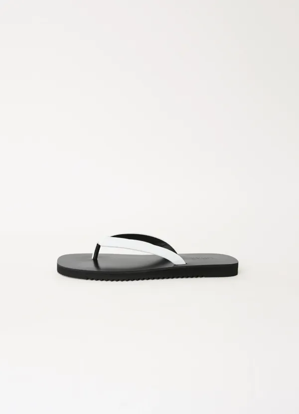 Classic Leather Flat Sandals - White
