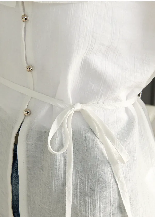 [44-120]  Babys breath Ruffle Collar Blouse&nbsp;베이비즈 브레스 러플 카라 블라우스 아이보리 (봄/데일리룩/캐주얼룩/데이트룩/출근룩/오피스룩/블라우스/프릴/라운드넥/러플/빅사이즈/자체제작)
