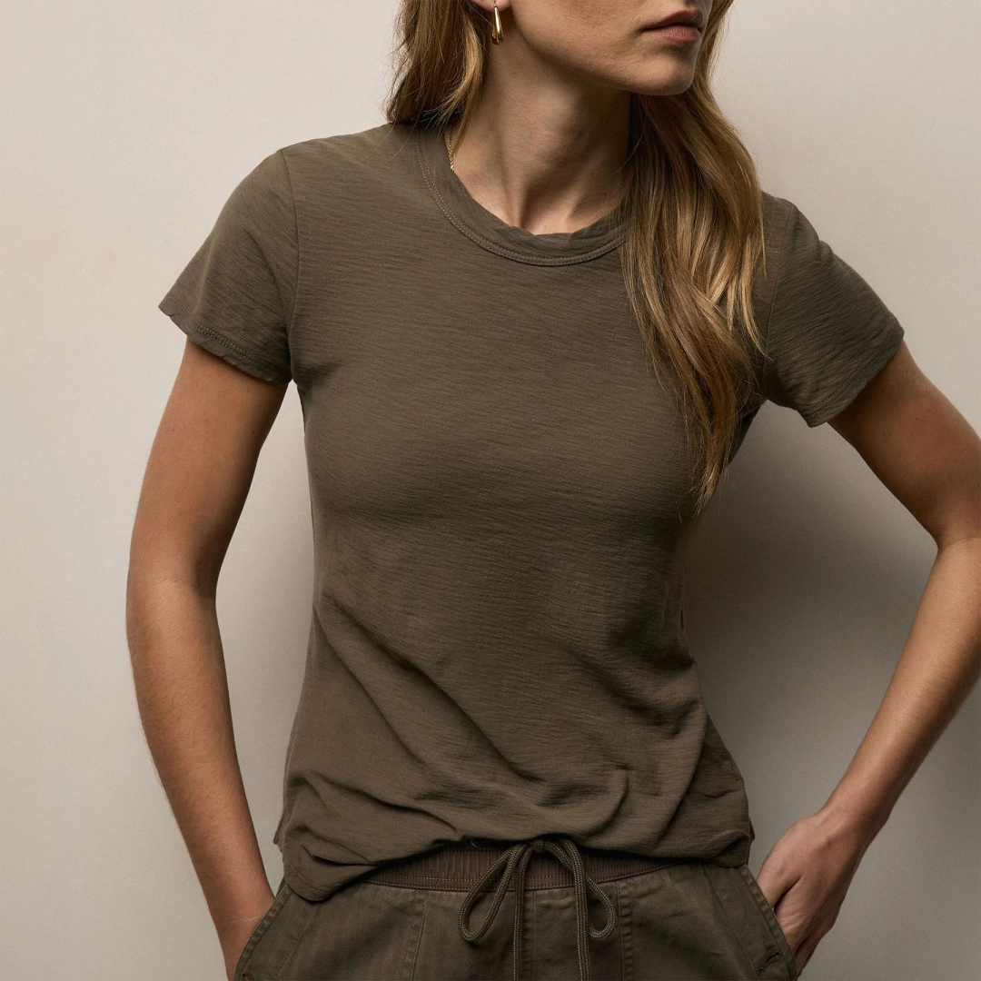 제임스펄스 Sheer Slub Crew Neck Tee - Army Green 상품 이미지 1