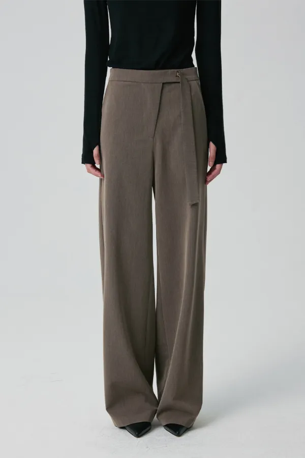ASYMMETRIC ZIP TROUSERS HAZELNUTS