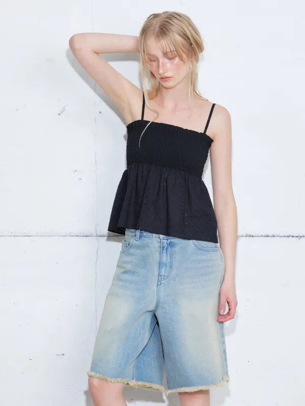 Flower Smock Blouse, Black