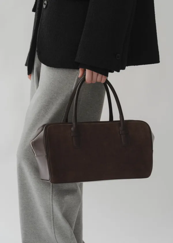 Brick tote bag (brown suede)