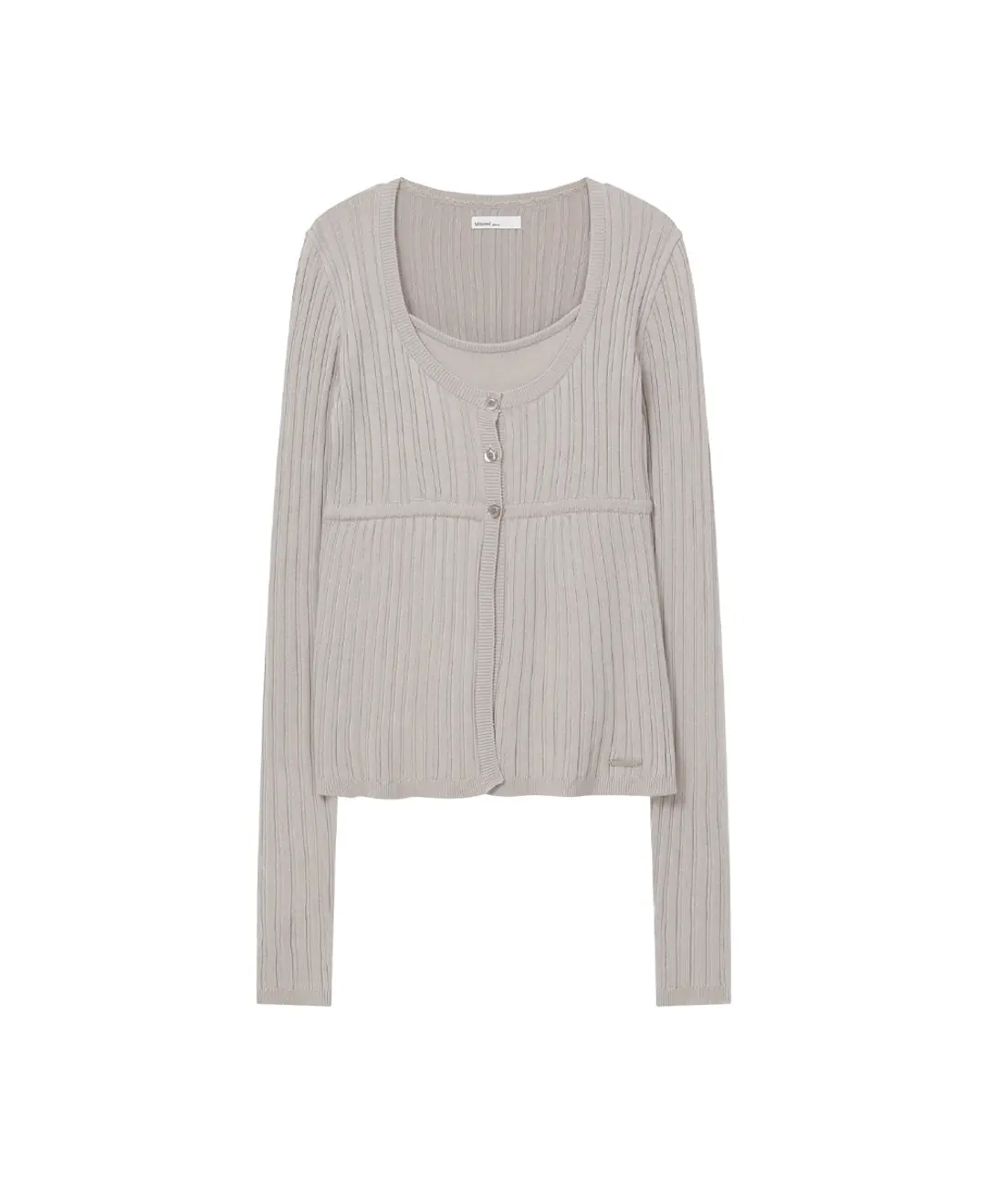 미세키서울 Ribbed layered cardigan knit SAND BEIGE 상품 이미지 3