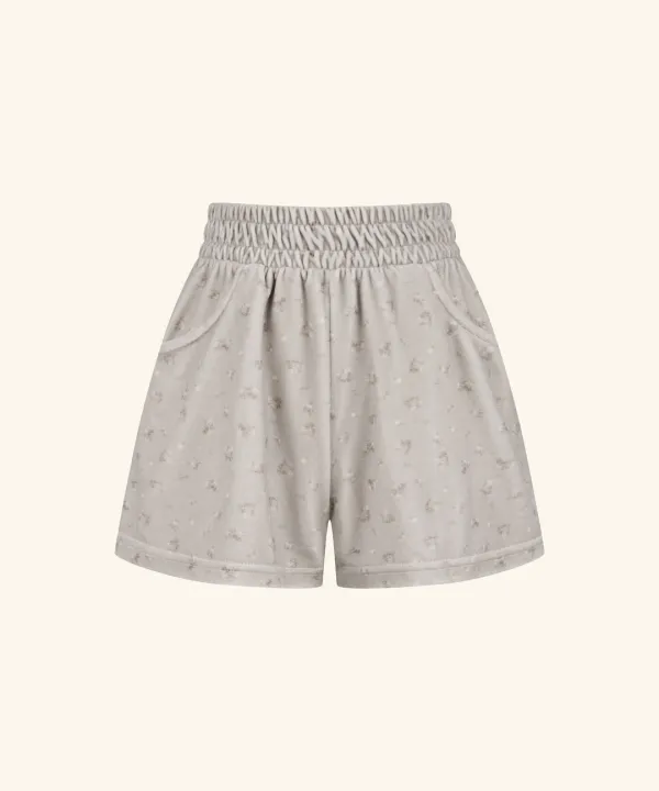 Signning Flower Velour Shorts ( Grey )